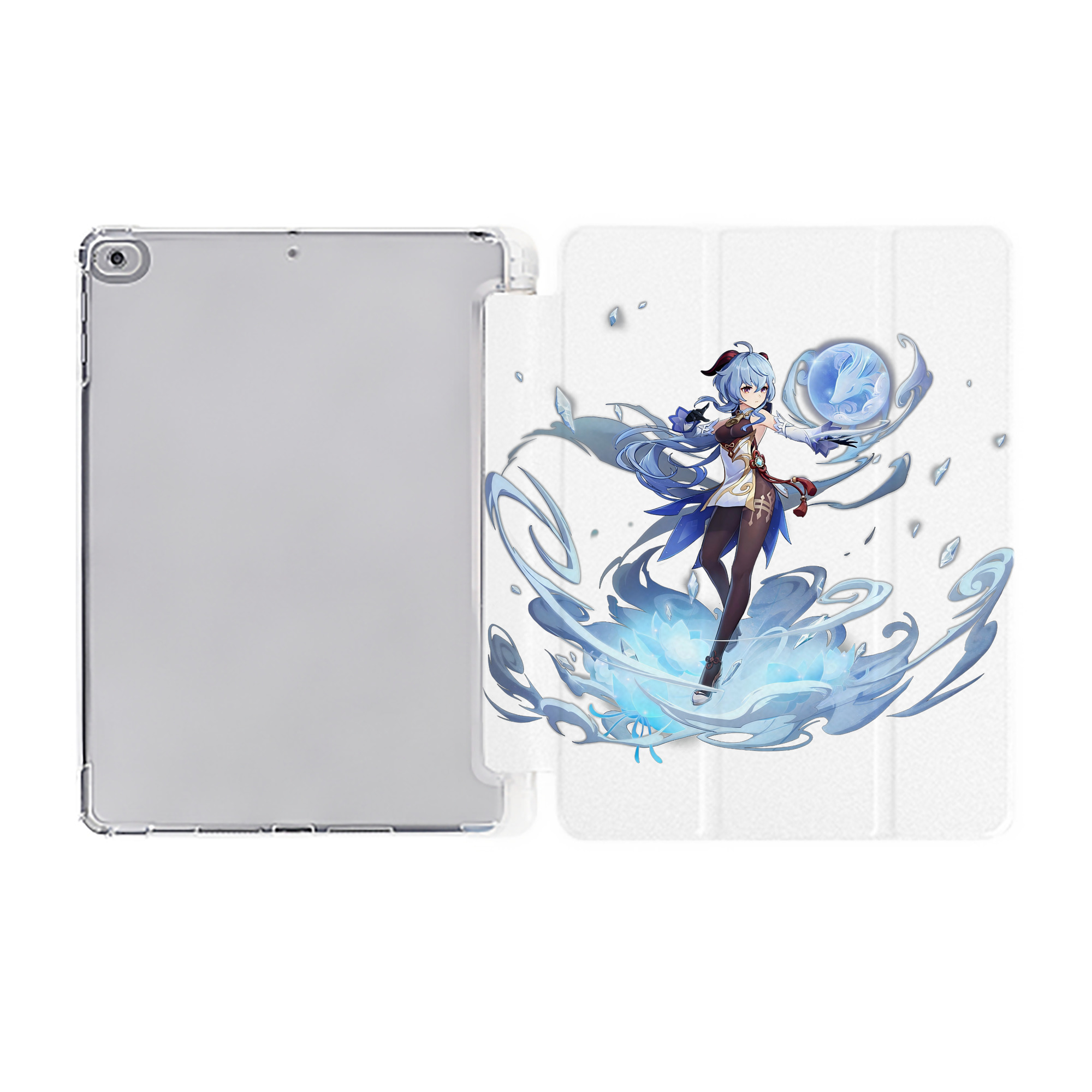 げんし神 甘雨 かんう genshin Ganyu IPad ケース ペン収納付き 三つ折りスタンド PUレザー×シリコン 対応機種9.5/10.5/10.9インチ